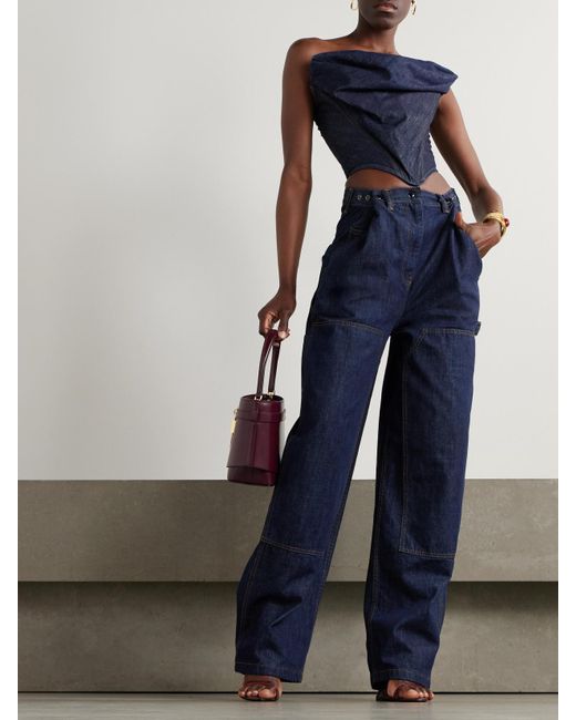Magda Butrym Blue Wandelbare Hoch Sitzende Jeans Mit Weitem Bein