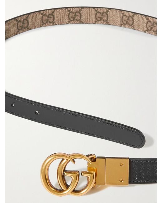 Gucci White Reversible Printed Coated-Canvas And Leather Belt