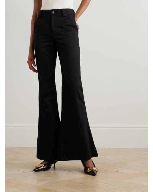 Balenciaga Black Organic Cotton-Twill Flared Pants