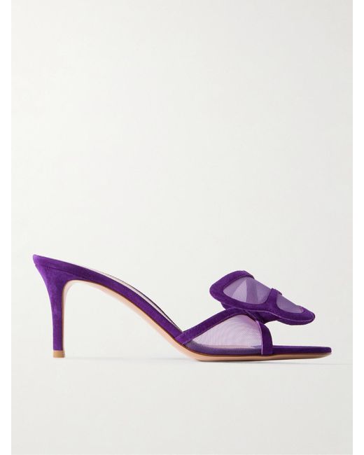 Gianvito Rossi Purple Ilia 75 Mesh-Trimmed Suede Sandals