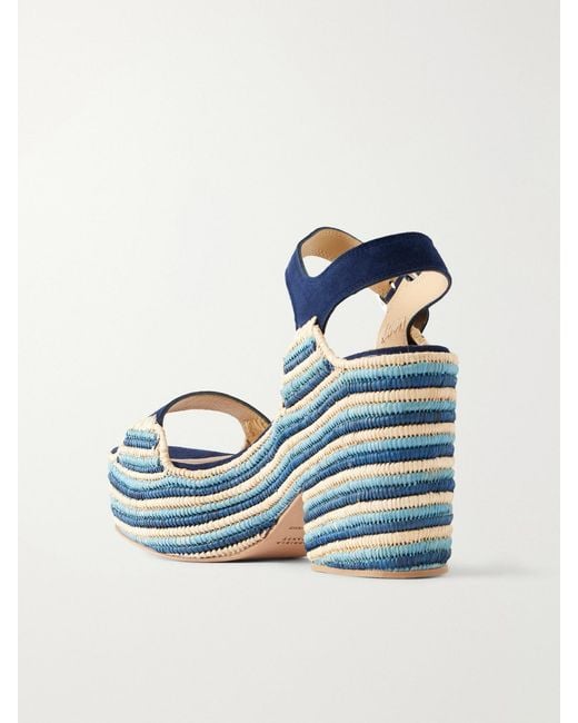 Gabriela Hearst Blue Dardis 100 Crocheted Suede Platform Sandals
