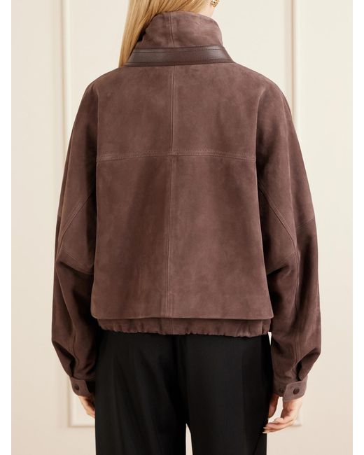Loewe Brown Anagram-Embroidered Suede Jacket