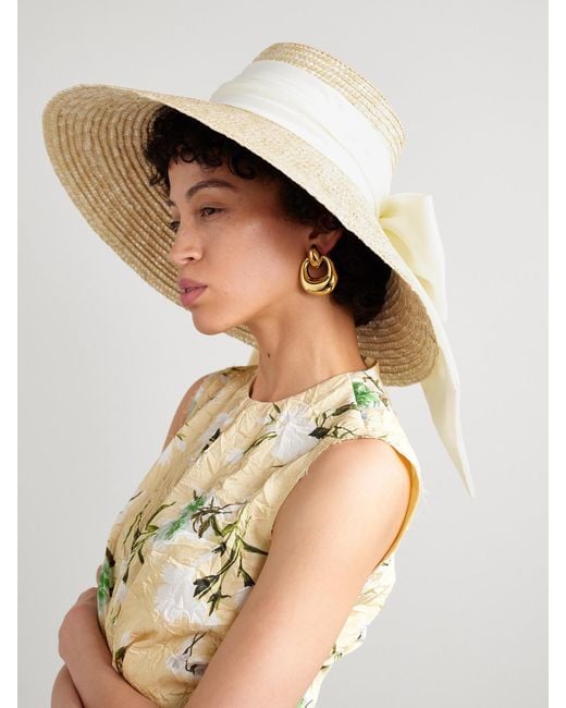 Eugenia Kim Natural Mirabel Grosgrain-Trimmed Straw Sunhat