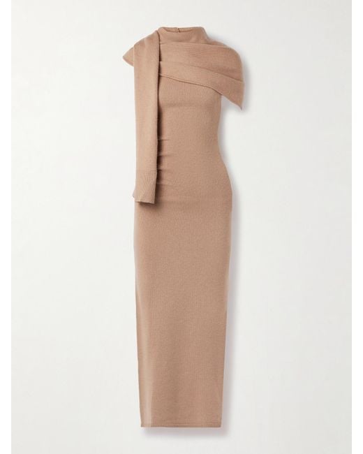 Jonathan Simkhai Natural Hathaway Midikleid Aus Einer Woll-Kaschmirmischung Mit Recycelten Fasern Und Schaldetail