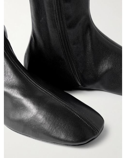 Dries Van Noten Black Leather Ankle Boots