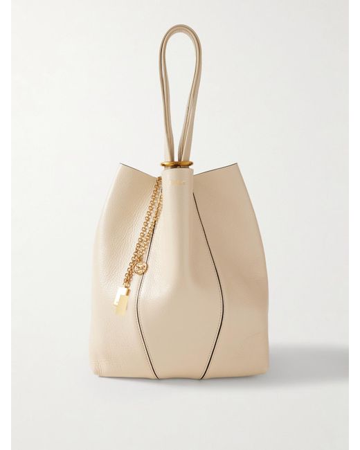 Chloé Natural Spin Embellished Textured-Leather Tote