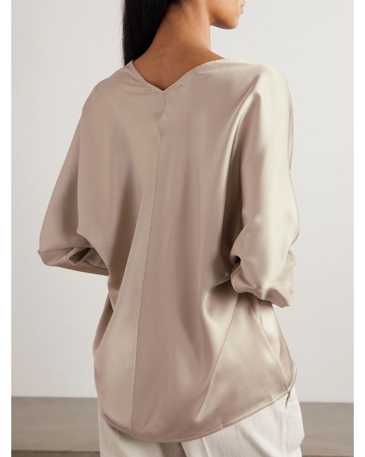 Brunello Cucinelli Natural Silk-Satin Blouse