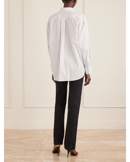Saint Laurent White Oversized Striped Cotton-Poplin Shirt