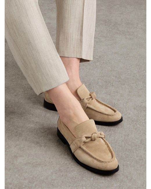 Bottega Veneta Natural Astaire Embellished Suede Loafers