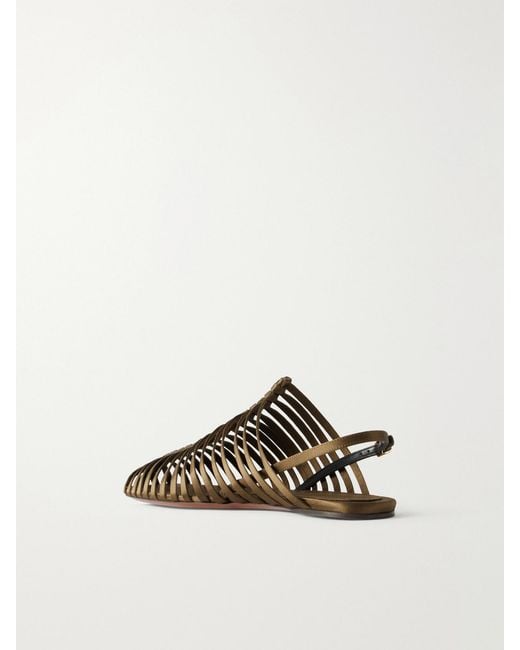 Dries Van Noten Green Braided Satin Ballet Flats