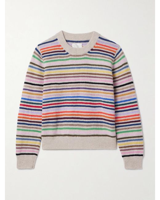 Suzie Kondi White Kismet Striped Cashmere Sweater