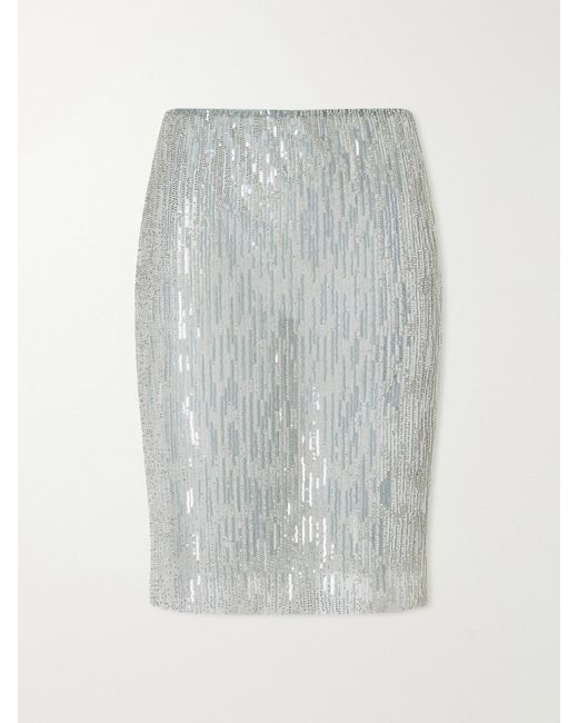Ilkyaz Ozel Gray Ani Crystals Embellished Mini Skirt