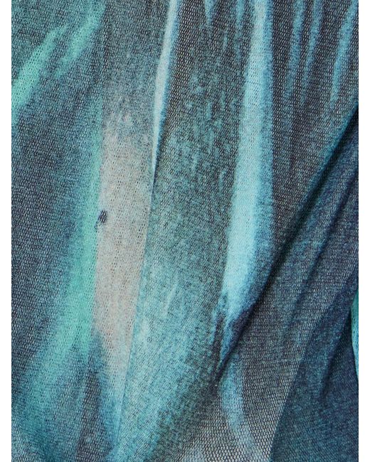 Jean Paul Gaultier Blue Printed Tulle Tank