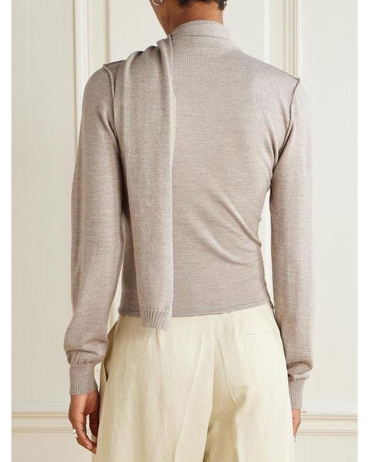 Lemaire Natural Asymmetric Wool-Blend Cardigan