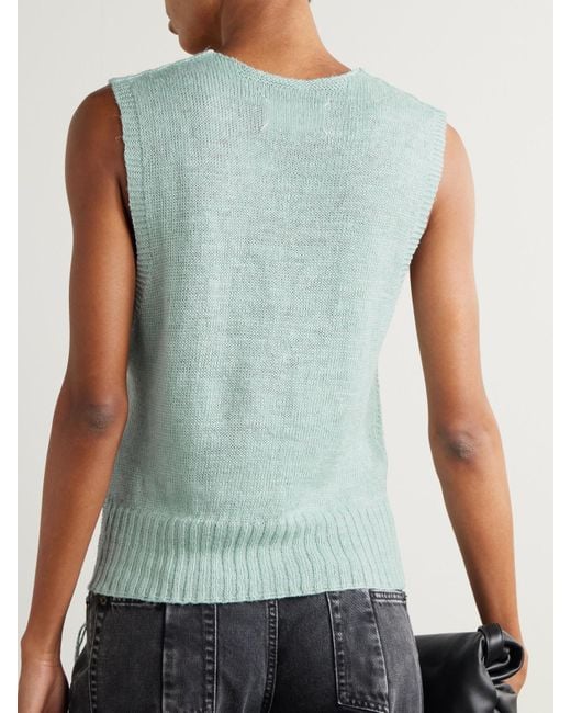 Maison Margiela Blue Pullunder Aus Gestricktem Hanf