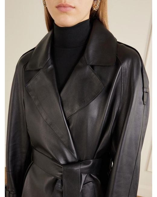 Nour Hammour Black Nera Belted Leather Jacket