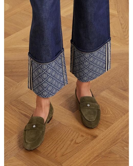Tory Burch Green Ballet Suede Loafers