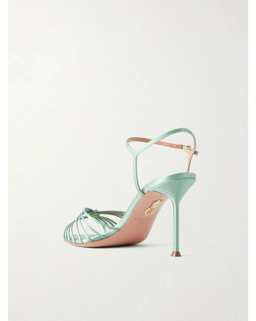 Aquazzura Metallic Serenity 85 Knotted Satin Sandals