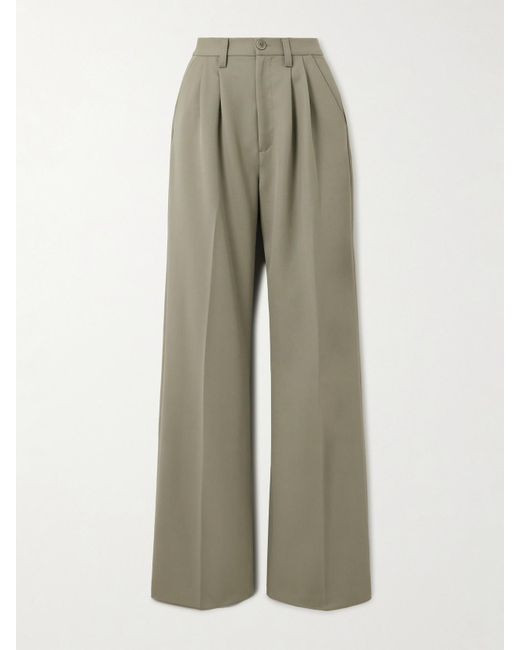 Anine Bing Natural Carrie Hose Mit Weitem Bein Aus Woll-Twill Mit Falten