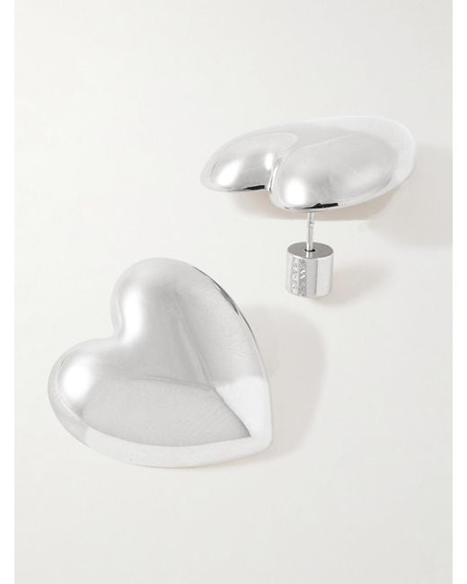 Jennifer Fisher White Puffy Heart Small-Tone Earrings