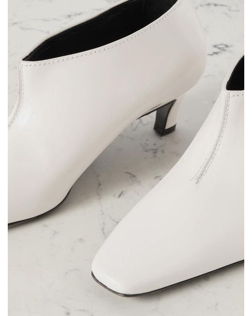 Totême White The Wide Shaft Glossed-Leather Ankle Boots