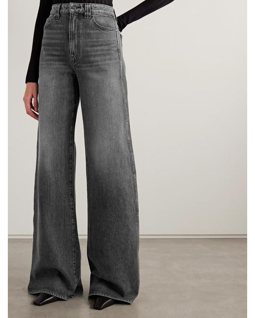 Khaite Gray Dane High-Rise Wide-Leg Jeans