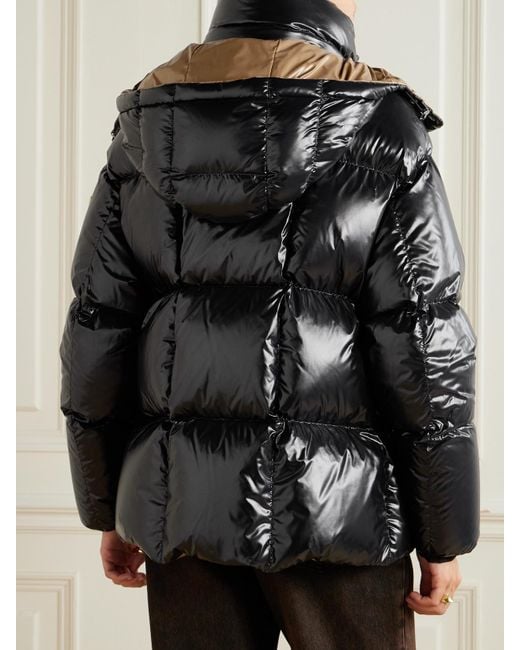 Moncler Black Hooded Quilted Glossed-Shell Down Jacket