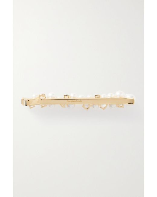 Completedworks White Net Sustain Recycled-Plated, Pearl And Crystal Hair Slide