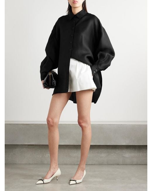 Carolina Herrera Black Oversized Silk-Gazar Shirt