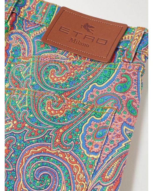 Etro Gray Printed Straight-Leg Jeans