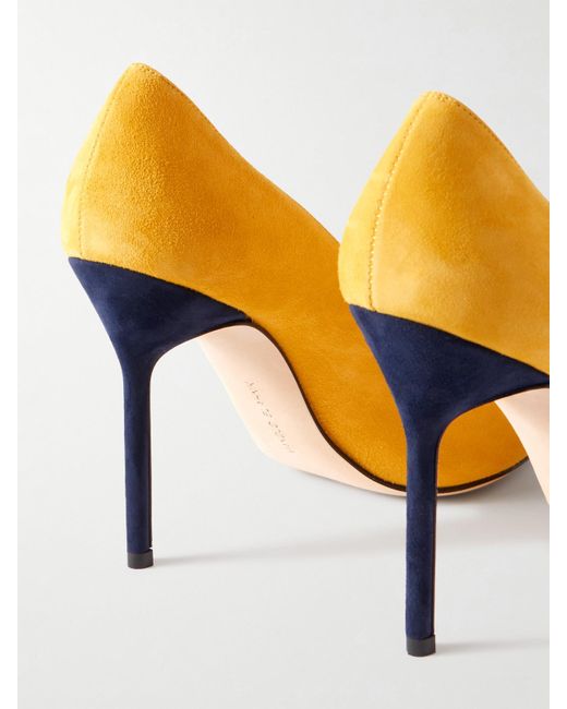 Manolo Blahnik Metallic Capcour 105 Zweifarbige Pumps Mit Spitzer Kappe Aus Veloursleder