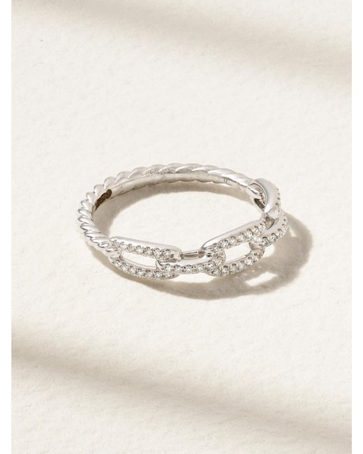 Bague En Or Blanc 18 Carats (750/1000) Et Diamants Stax Chain Link David Yurman en coloris Natural