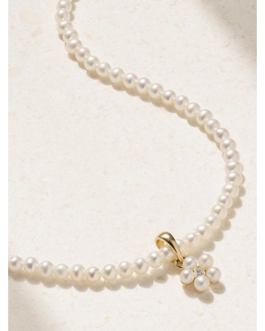 Mizuki Natural 14-Karat, Pearl And Diamond Necklace