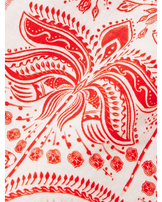 Farm Rio Red River Ride Cutout Floral-Print Linen-Blend Mini Dress