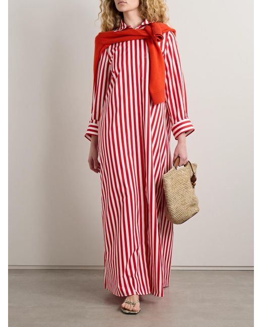Twp Pink Jenny's Oversized-Maxi-Hemdblusenkleid Aus Gestreifter Baumwollpopeline