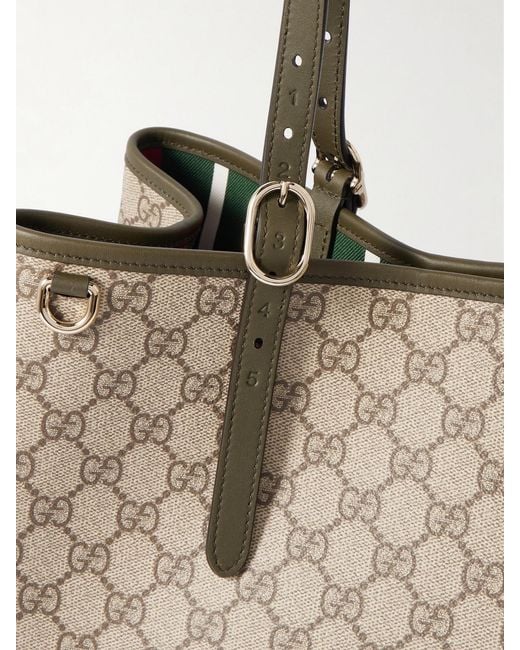 Gucci Natural Gg Emblem Tote Aus Beschichtetem, Bedrucktem Canvas Mit Lederbesätzen