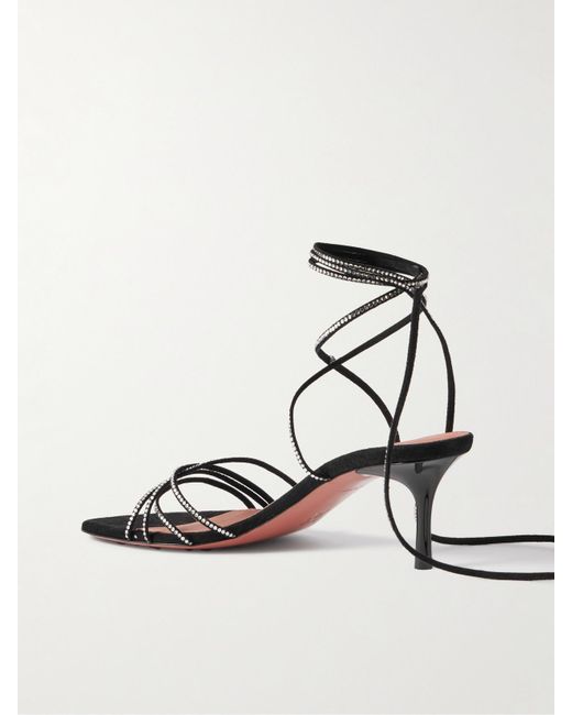 AMINA MUADDI Metallic Lori Lace Up Sandalen Aus Veloursleder Mit Kristallen