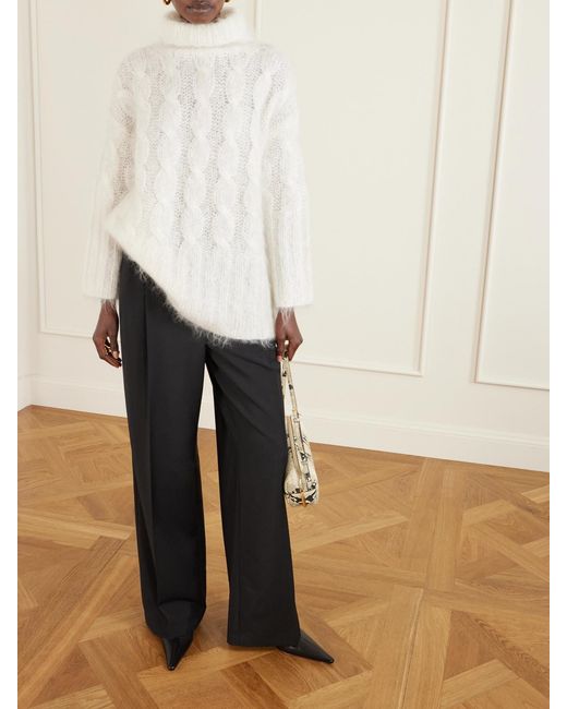 Joseph White Fortin Cable-Knit Mohair-Blend Sweater Turtleneck Sweater