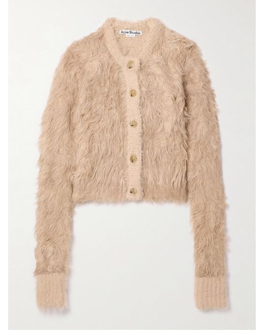 Acne Natural Cropped Brushed Knitted Cardigan