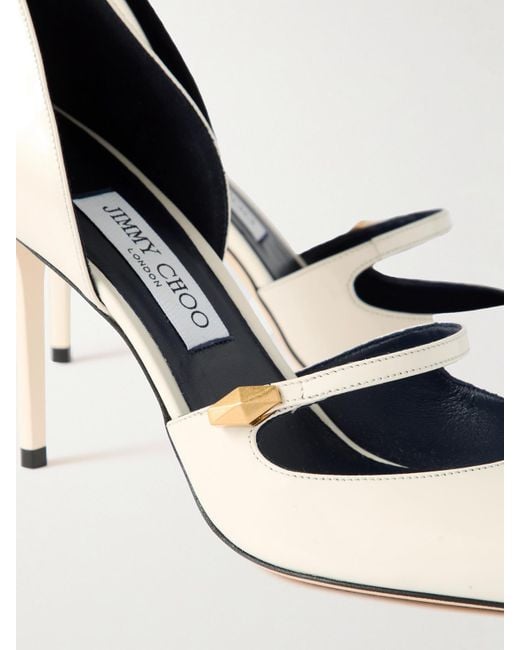 Jimmy Choo Metallic Carolyn 90 Embellished Leather Point-Toe Pumps