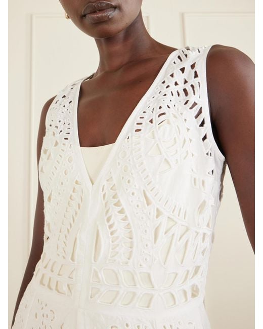 Emporio Sirenuse White Vivienne Brisé Cut-Out Cotton Midi Dress
