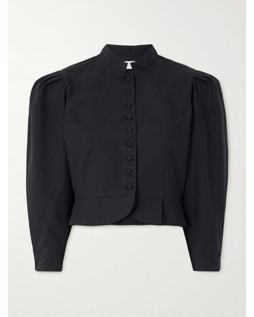 D'Estree Blue Amoako Cropped Cotton-Poplin Jacket