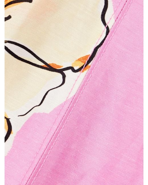 Aje. Pink Flourish Embellished Floral-Print Linen-Blend Mini Dress