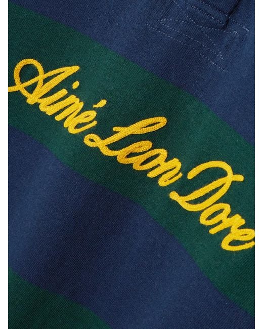 Polo En Coton Imprimé À Finitions En Velours Côtelé, Rayures Et Broderies Script Aimé Leon Dore en coloris Blue