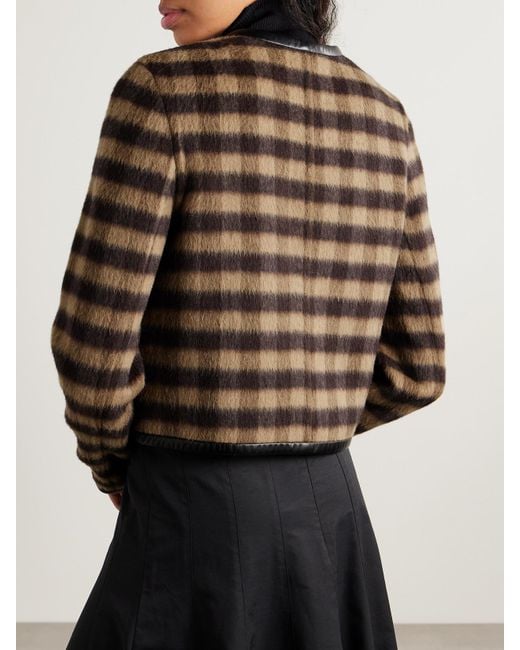 Proenza Schouler Black Helene Jacke Aus Gebürstetem Webstoff Mit Karomuster Und Lederbesätzen