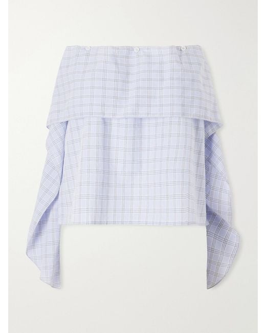 Deiji Studios White Flow Checked Organic Cotton Blouse