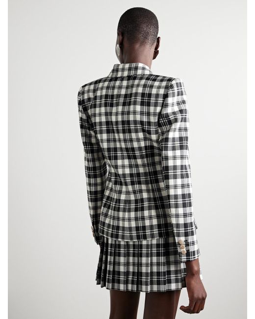 Alessandra Rich Black Checked Wool-Twill Blazer
