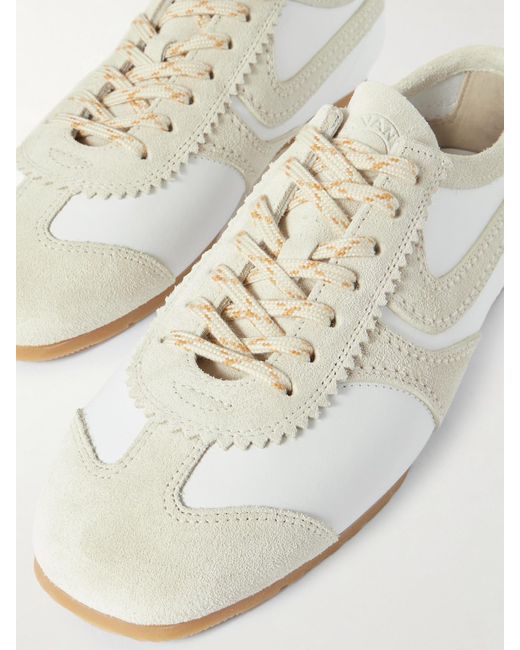 Dries Van Noten White Suede-Trimmed Leather Sneakers