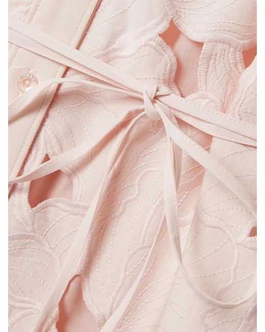 Erdem Pink Cutout Embroidered Poplin Midi Dress