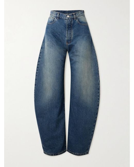 Alaïa Blue High-Rise Barrel-Leg Jeans